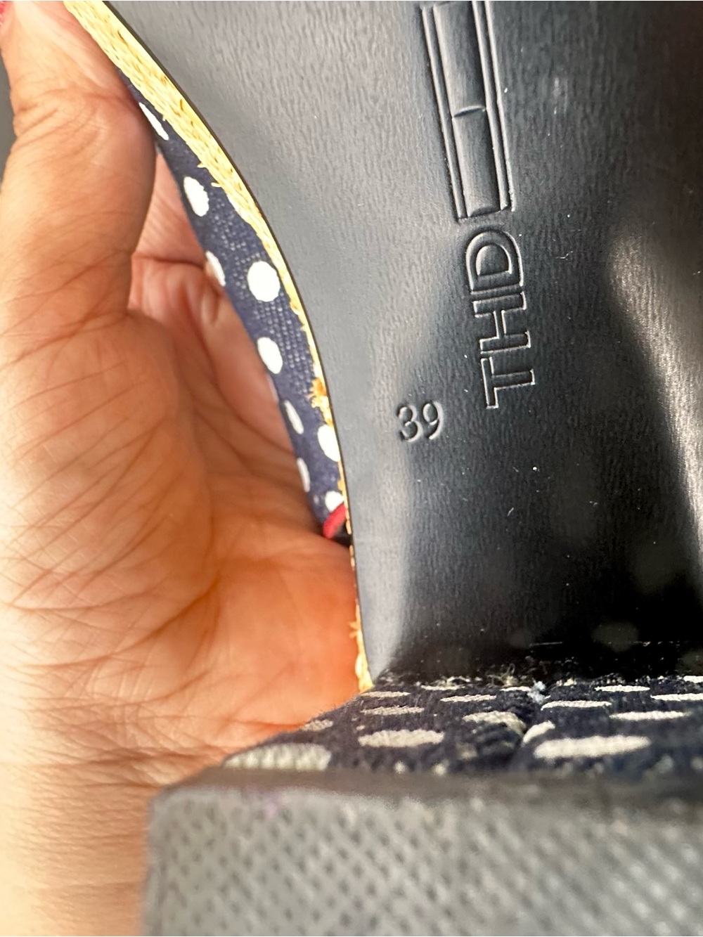 Tommy Hilfiger denim polka dot slingback wedge sandals sz 8.5 - Picture 9 of 10